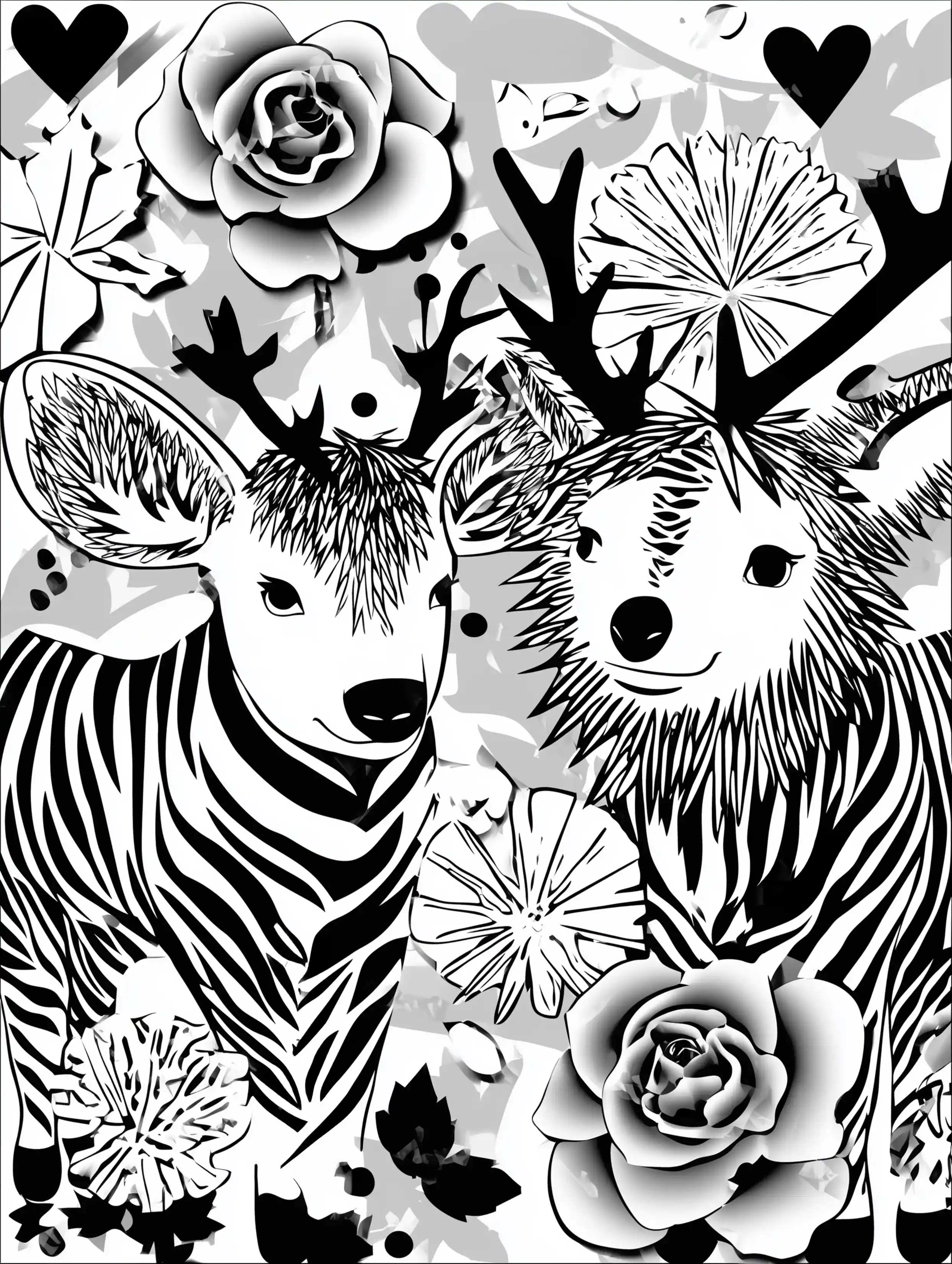 Free printable reindeer coloring page for adults featuring two reindeer